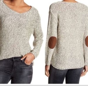 Nordstrom knit sweater with elbow patches. Size medium. Black and white weave.